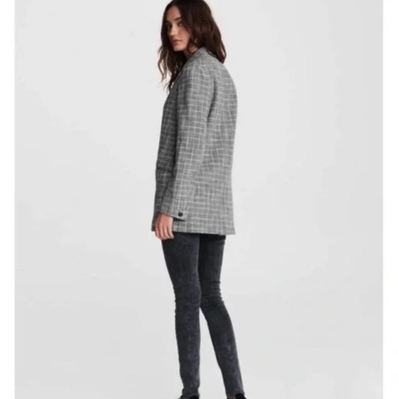 RAG & BONE designer gray checkered s plaid suit blazer jacket luxury NWT sz 6 - Picture 8 of 14